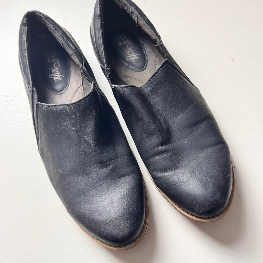 Eurosoft Women’s Black Low Heel Slip-On Shoes Sz  8.5